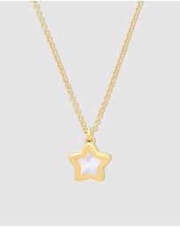 Wanderlust + Co - Star Pearl & Gold Locket Necklace