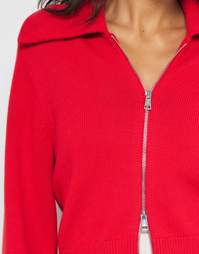 AERE - Lali Organic Cotton Zip Knit Cardigan