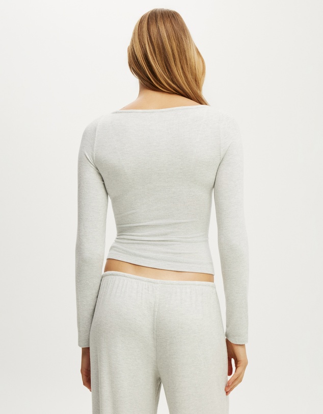 Cotton On Body - Super Soft Boat Neck Henley Long Sleeve Top
