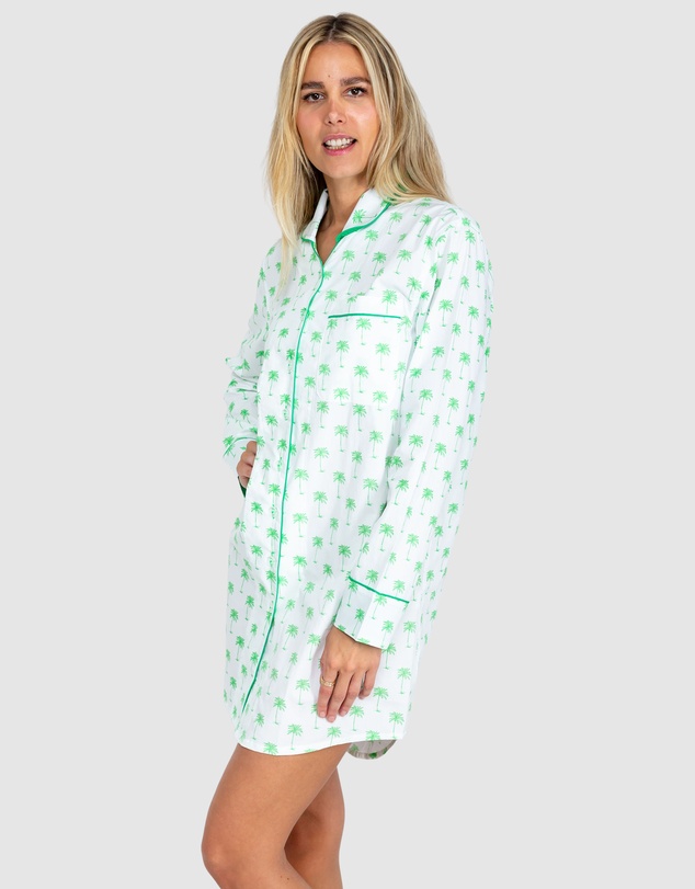 Sant And Abel - Women's Green Palm Tree Night Shirt