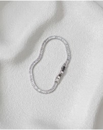 The White Collection - Sidney Bracelet - Baguette Silver Tennis Bracelet