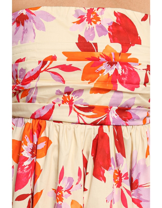 Petal & Pup - Kayt Strapless Dress - Orange Pink Floral