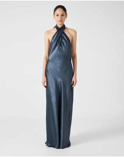 Third Form - Crush Wrap Neck Floor Length