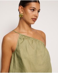 AERE - Linen Gathered One Shoulder Top