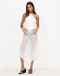 Dazie - Vacay Sheer Lace Midi Skirt