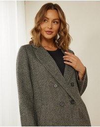 Atmos&Here - Check Wool Blend Coat