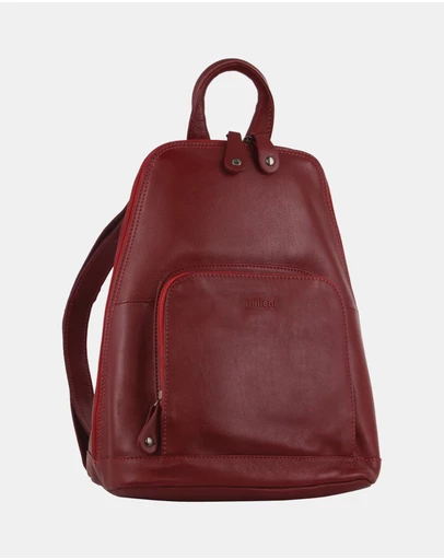 Milleni - Milleni Ladies Genuine Leather Twin Zip Backpack