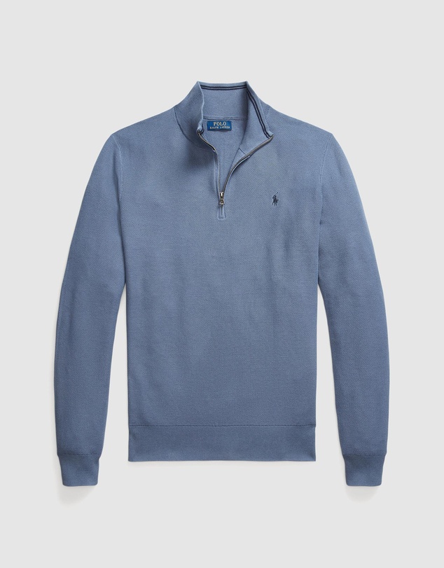 Polo Ralph Lauren - ICONIC EXCLUSIVE - Big & Tall - Mesh-Knit Cotton Quarter-Zip Sweater