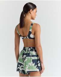 Poolside Paradiso - Beachcomber 100% Linen Slit Short - Palm