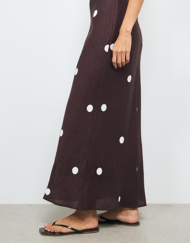 AERE - Tia Polka Dot Linen Slip Dress