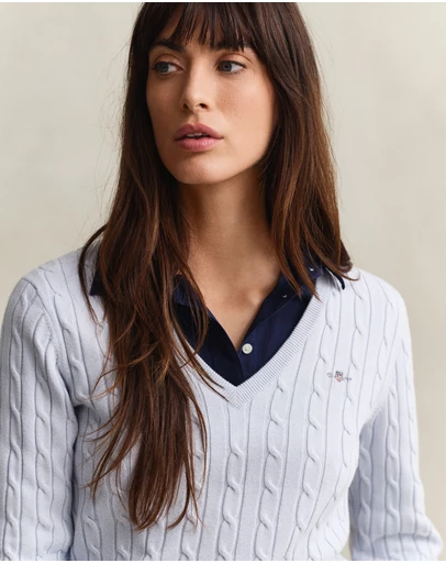Gant - Stretch Cotton Cable V-Neck Knit