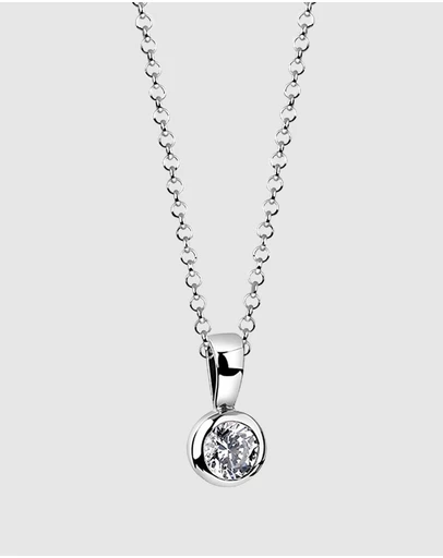 Elli Jewelry - Necklace with pendant Circle Zirconia 925 Sterling Silver