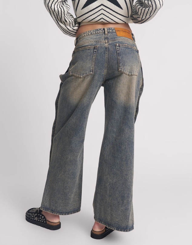 ONE TEASPOON - Billie Mid Waist Long Rise Straight Leg Denim Jeans - Old Blue
