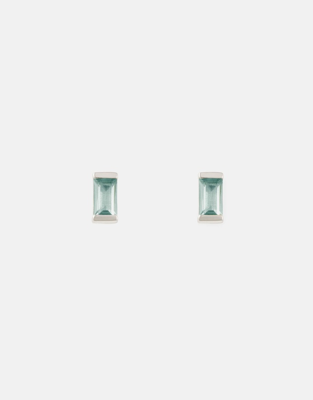 Kirstin Ash - Baguette Birthstone Studs March - Swiss Blue Topaz