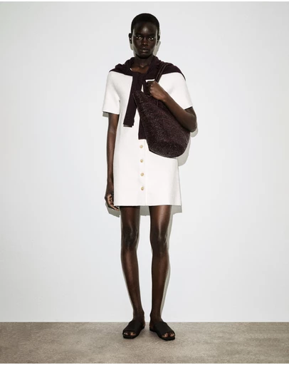 COS - Buttoned Milano-Knit Mini Dress