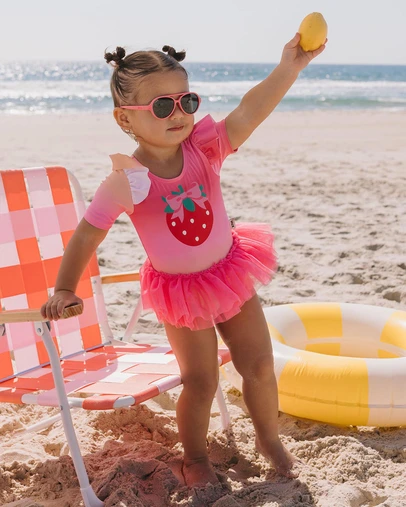 Huxbaby - Sunset Ombre Strawberry Tulle Swimsuit - Babies-Kids