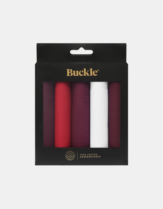 Buckle - Maroon 5-Pack 100% Sustainable Cotton Handkerchief Set