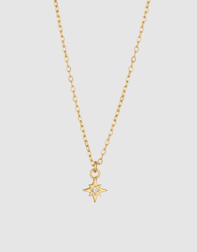 Elli Jewelry - Necklace Crystal Star 925 Sterling Silver Gold-Plated