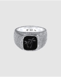 Haze & Glory - ICONIC EXCLUSIVE - Ring Men Signet Black Palm Onyx 925 Sterling Silver