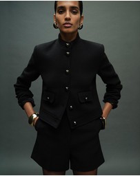 M.N.G - Jacket With Jewel-Button Strip Collar