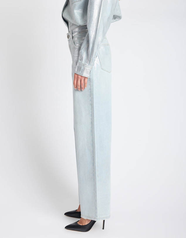 ONE TEASPOON - Jackson Mid Waist Wide Leg Denim Jeans - Blue Chrome