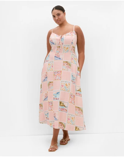 City Chic - Billie Postcard Print Maxi Dress