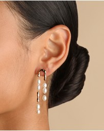 Astrid & Miyu - Pearl & Molten Drop 18ct Gold Plated Studs
