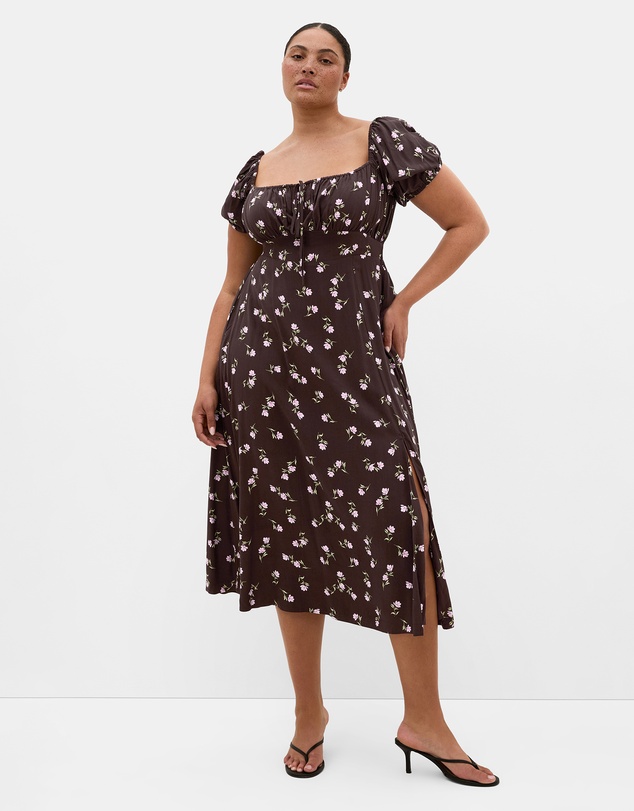 City Chic - Abbie Short Sleeve Field Print Maxi Dress