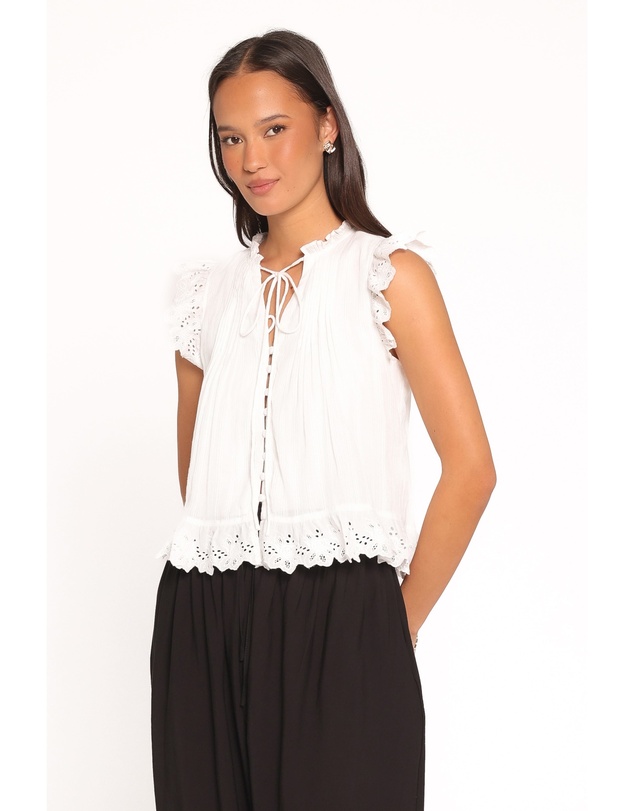 Petal & Pup - Evelina Lace Trim Top - White