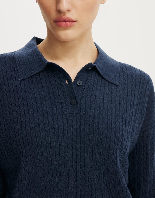 Cotton On - Boxy LS Polo Knit