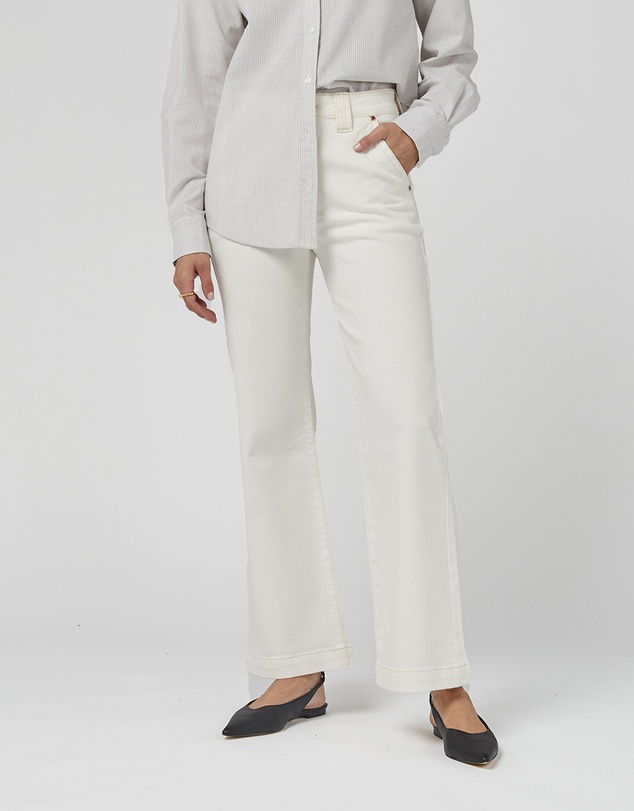 DRICOPER DENIM - Misika Ivory Flare Leg Trousers