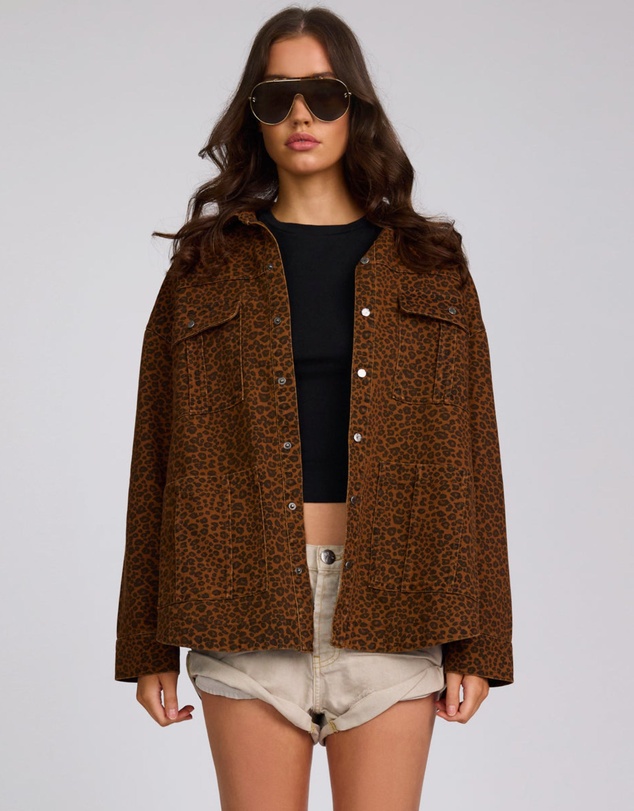 ONE TEASPOON - Longline Denim Jacket - Cheetah Print