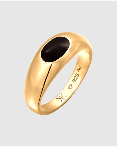 Kuzzoi - ICONIC EXCLUSIVE - Enamel Signet Ring in Gold-Plated 925 Sterling Silver