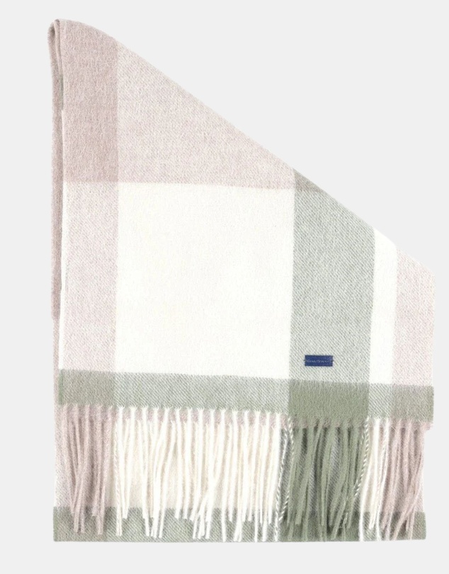 Henry Bucks - HENRY BUCKS Merino Wool Check Scarf GREEN MULTI