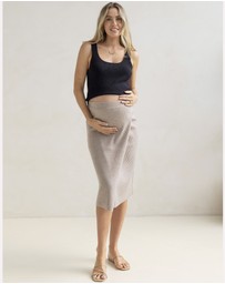 Angel Maternity - Cozy Elegance Wool Blend Maternity Skirt - Beige