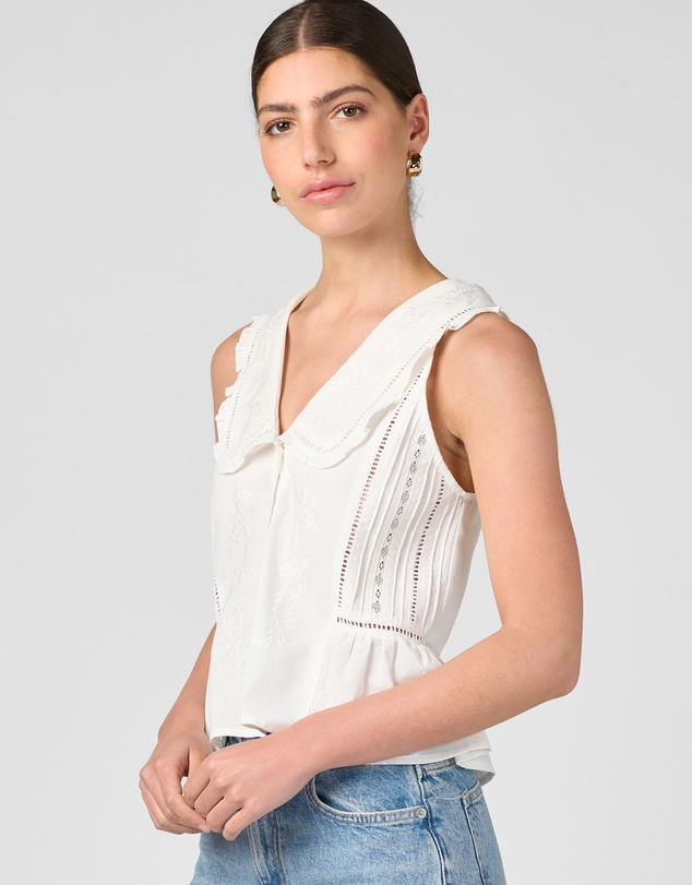 MVN - Embroidered Collared Top
