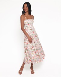 Petal & Pup - Botanique Midi Dress - Coral Wildflower