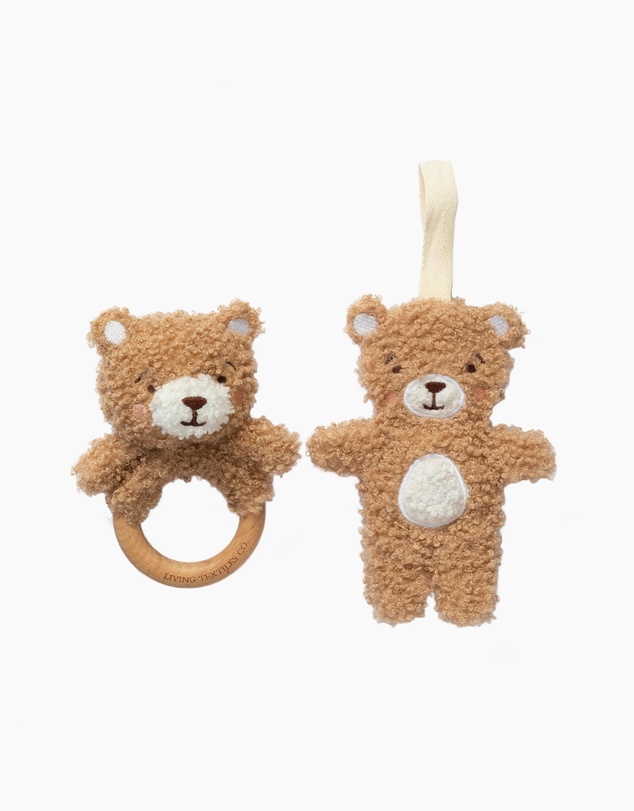 Living Textiles - Ring Rattle and Dummy Chain Gift Set - Cuddly Bear