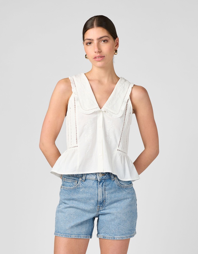MVN - Embroidered Collared Top