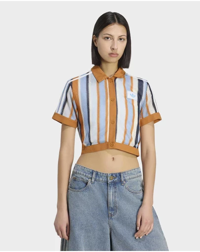 adidas Originals - ADIDAS ORIGINALS SUMMER GLOW STRIPED CROPPED POLO Womens