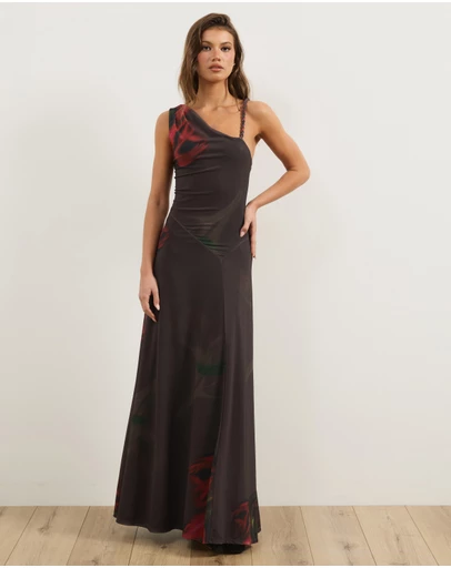 Atmos&Here - Jules Halter Neck Asymmetric Maxi Dress