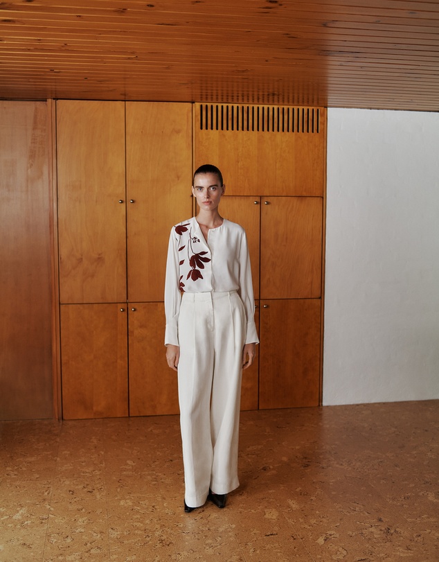 Trenery - Wren Placement Floral Print Blouse in White