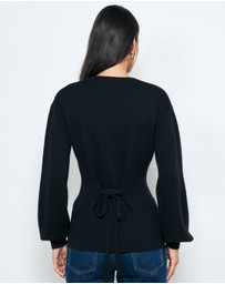 AERE - Bria Cotton Cashmere Blend Waisted Cardigan