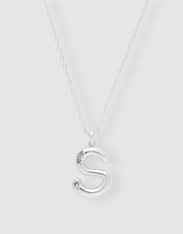 Wanderlust + Co - Alphabet Bubble Silver Necklace - Letter S