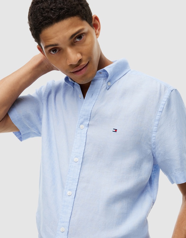 Tommy Hilfiger - Regular Fit Washed Linen Short Sleeve Shirt