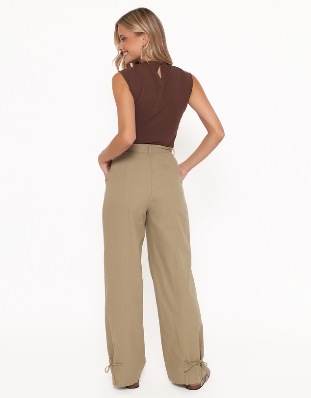 Petal & Pup - Asher Tie Detail Tapered Leg Pants - Olive