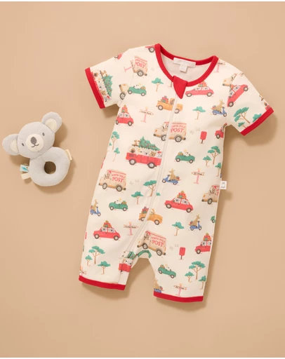 Purebaby - Short Sleeve Zip Growsuit-Kids-Babies