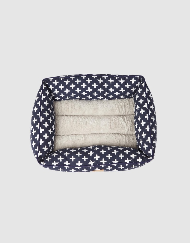 Mog & Bone - Bolster Dog Bed - Navy Cross