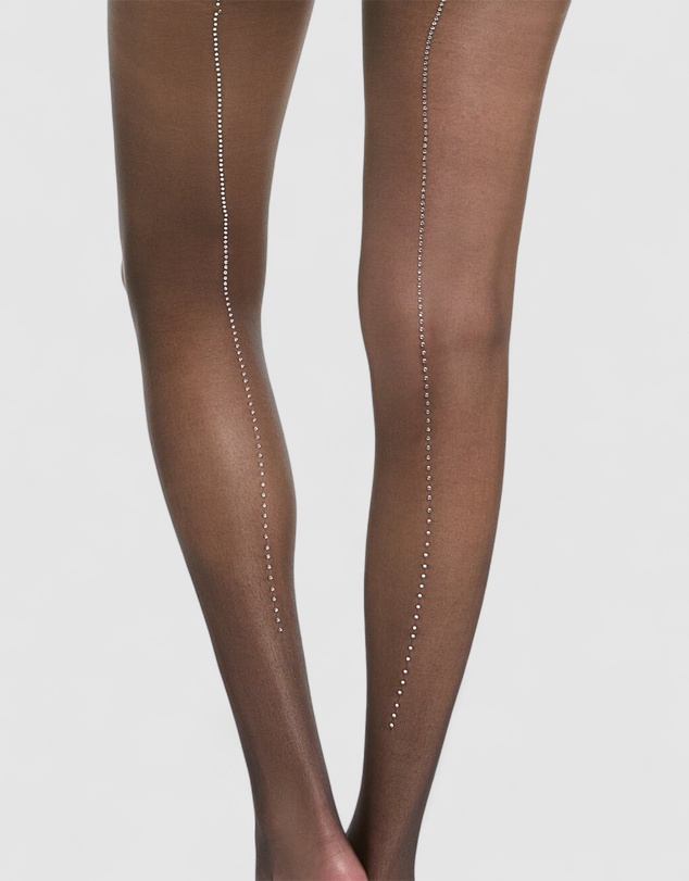 High Heel Jungle - Satellite Crystal Back Seam Sheer Tights