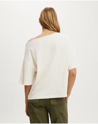 Cotton On - Lcn Music Off Shoulder Boxy Graphic Tee